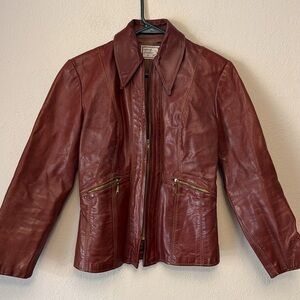 Women's Vintage Leather Natural Comfort Jacket in Rich Brown size S